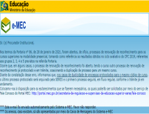 Informativo e-MEC: Arquivamento de processos de renovação de reconhecimento