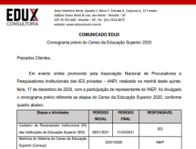EDUX emite informe sobre o cronograma de coleta de dados do Censo da Educação Superior 2020