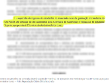 MEC determina que Centro Universitário suspenda matrícula de aprovados em medicina; decisão judicial garante aulas